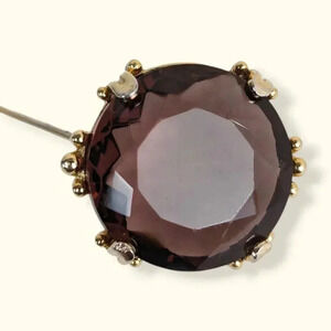 Vintage Sphinx Faceted Glass Brooch